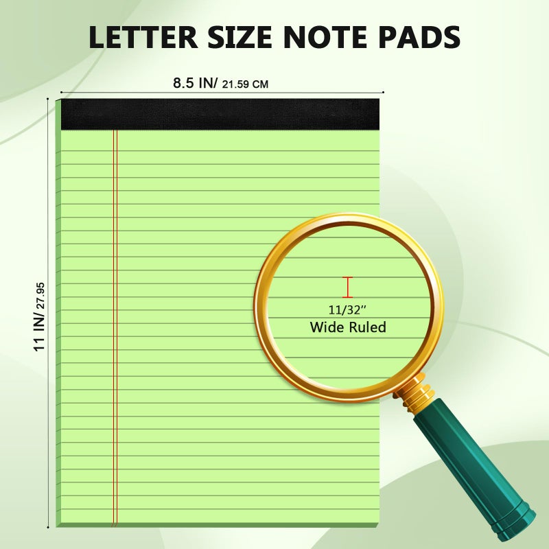 Vishoitty Colored Legal Pads 8.5 x 11 Note Pad, 6 Pack Lined Paper Wide Ruled Notebook Paper, Pink Legal Pad 8.5'' x 11'' Writing Pad, Perforated Pads of Paper Wide Ruled Colored Notepad, 30 Sheets/Pad - Image 2